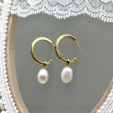 Серьги-трансформер ДИНОСА с речным жемчугом