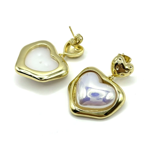 Серьги "Сердечки" с керамикой —  фото 2