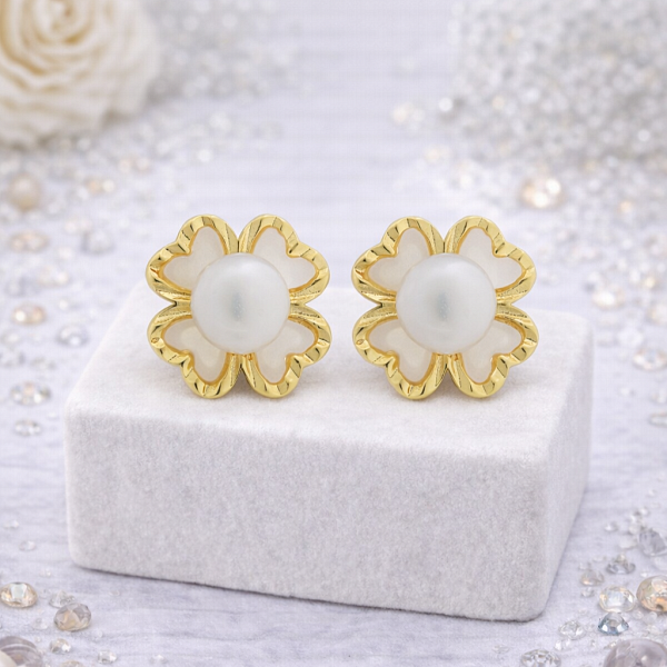 Серьги ДИНОСА с речным жемчугом и перламутром