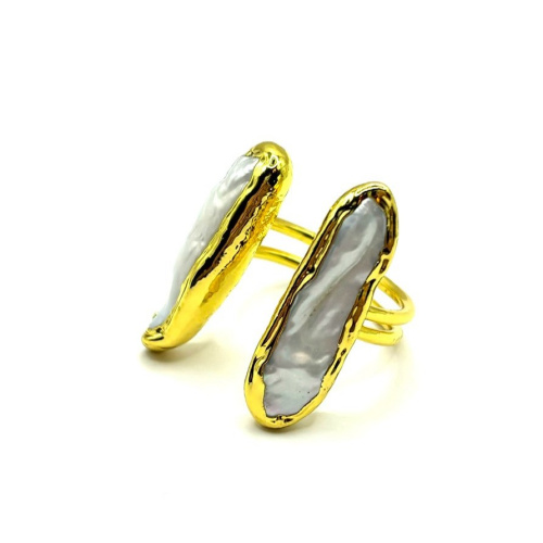 Кольцо ДИНОСА безразмерное с барочным жемчугом фото 2