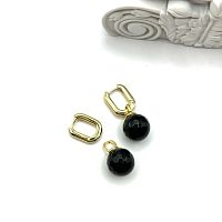 Серьги-трансформер ДИНОСА с черным агатом