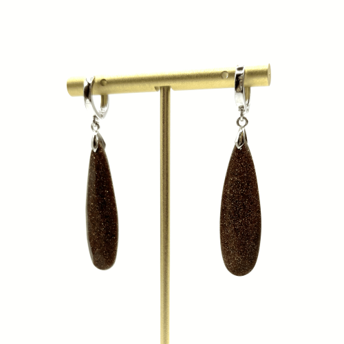 Серьги ДИНОСА с авантюрином длинные —  фото 2