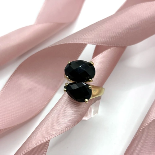 Кольцо с черным агатом