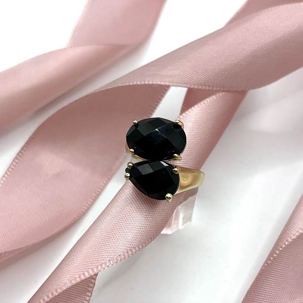 Кольцо с черным агатом