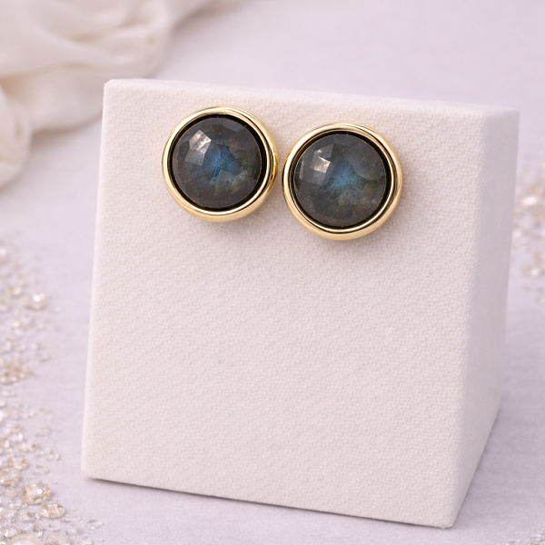 Серьги пусеты ДИНОСА с лабрадоритом