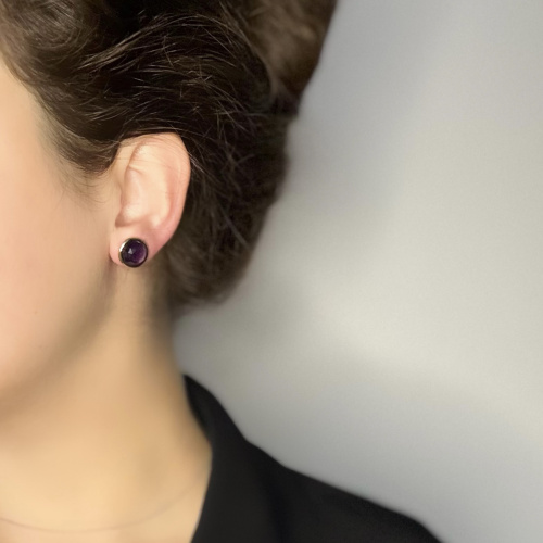 Серьги пусеты ДИНОСА с аметистом —  фото 3