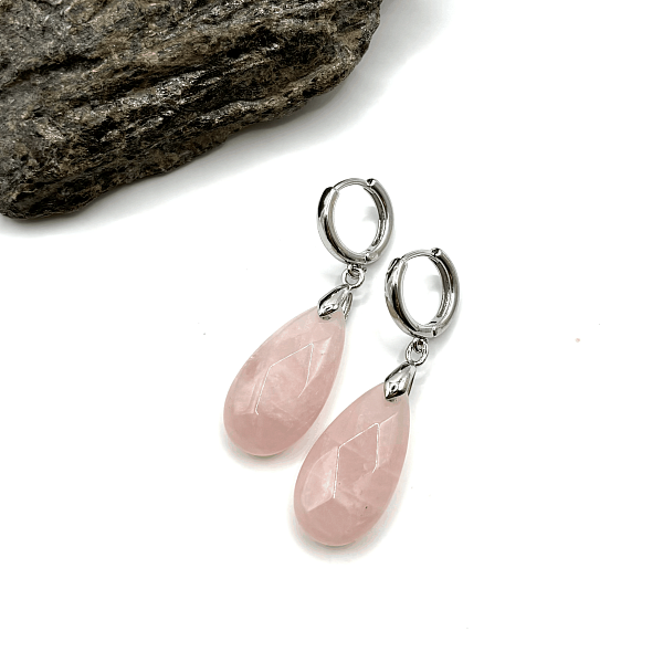 Серьги ДИНОСА с розовым кварцем