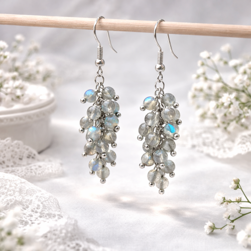 Серьги ДИНОСА с лабрадоритом — 