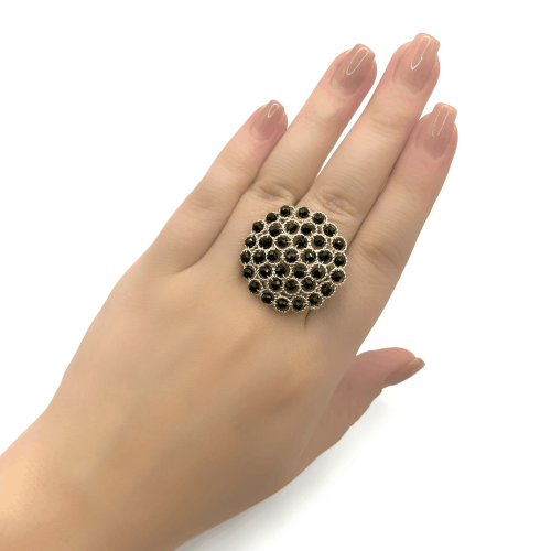 Кольцо ДИНОСА круглое с черным агатом фото 4