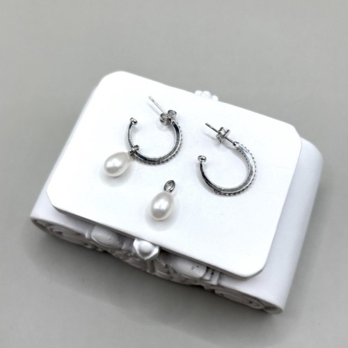 Серьги-трансформер ДИНОСА с речным жемчугом —  фото 2