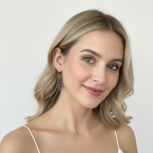 Серьги ДИНОСА с аметистом —  фото 3