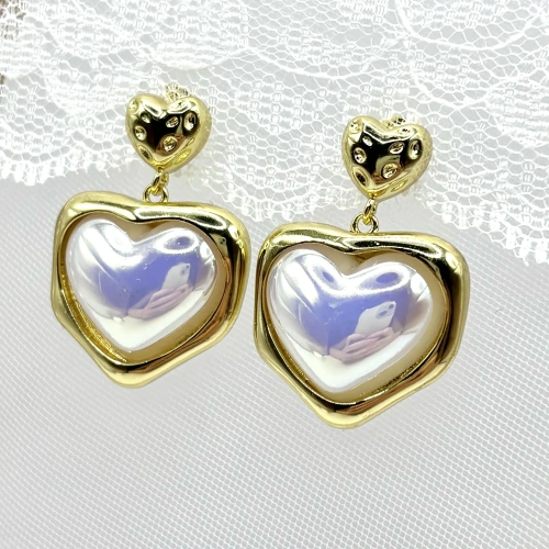 Серьги "Сердечки" с керамикой — 