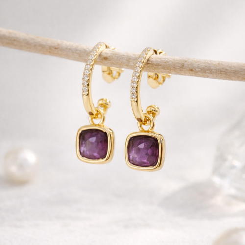 Серьги-трансформер ДИНОСА с аметистом — 