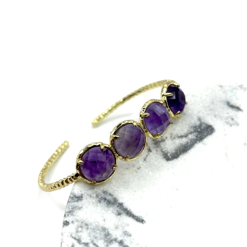 Жесткий браслет с аметистами — 