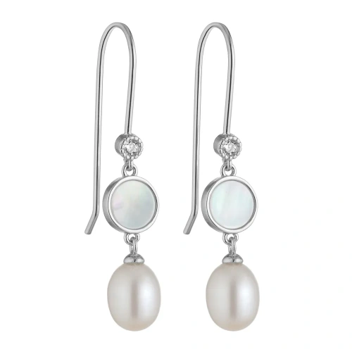 Серьги ДИНОСА с с речным жемчугом и перламутром — 