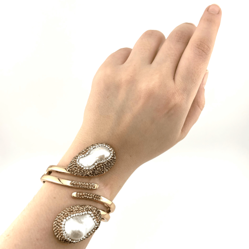 Жесткий браслет ДИНОСА с речным жемчугом —  фото 4