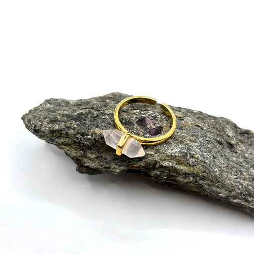 Кольцо с розовым кварцем