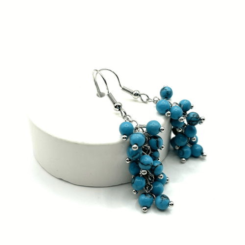 Серьги ДИНОСА с имитацией бирюзы —  фото 2