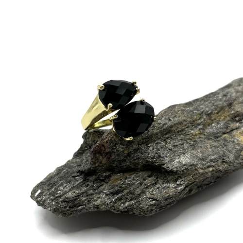 Кольцо с черным агатом фото 3