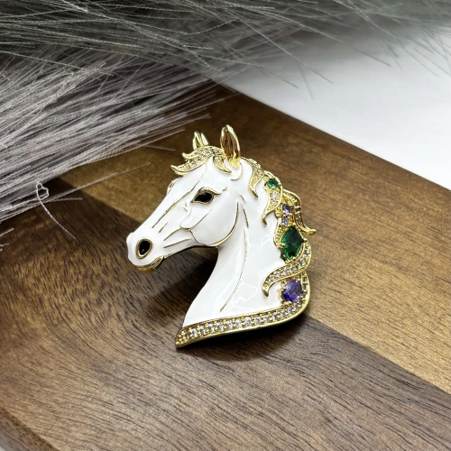 Брошь-прищепка с фианитами и эмалью — 