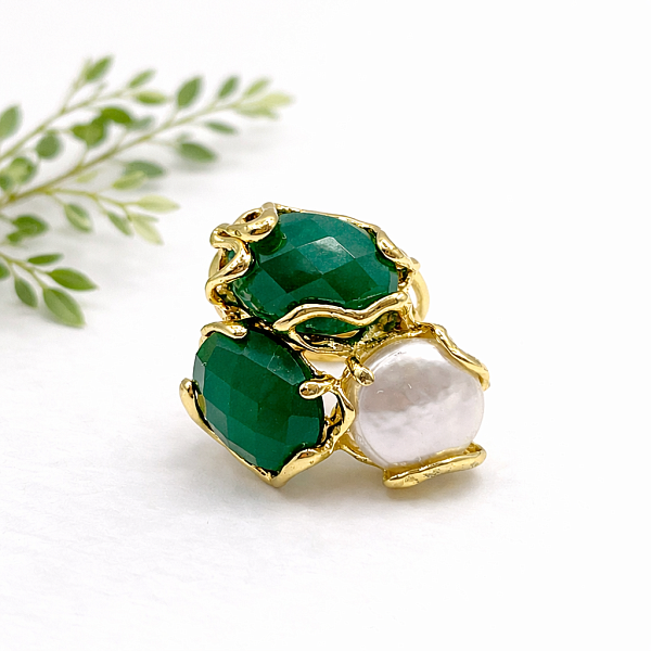 Кольцо ДИНОСА ажурное с кварцем и жемчугом