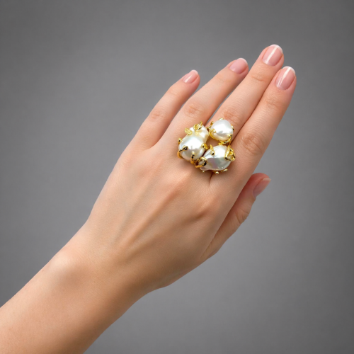 Кольцо с барочным жемчугом фото 4