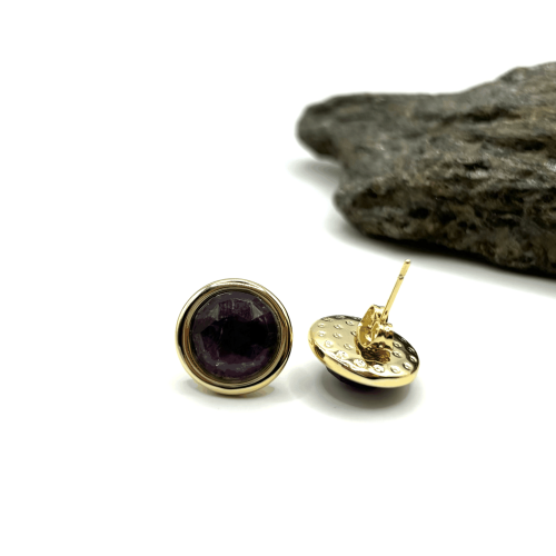 Серьги пусеты ДИНОСА с аметистом —  фото 2