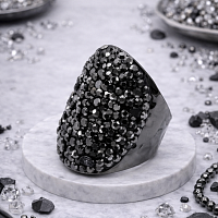 Кольцо ДИНОСА черное с марказитом и аметистом