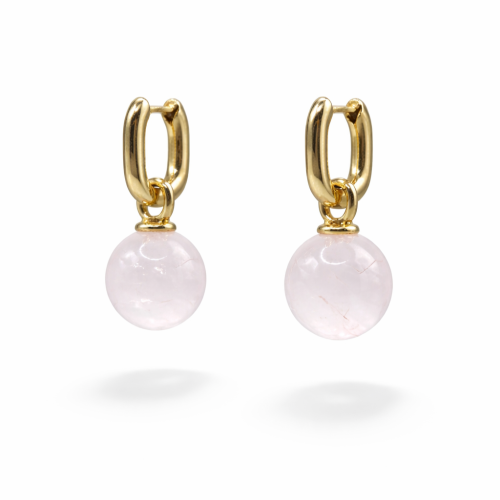 Серьги-трансформер ДИНОСА с розовым кварцем — 