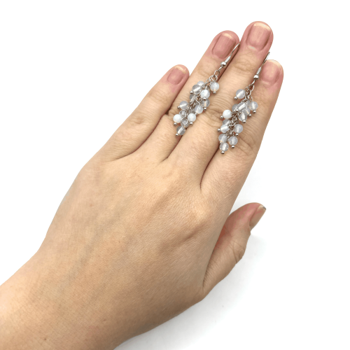 Серьги ДИНОСА с синтетическим лунным камнем —  фото 3