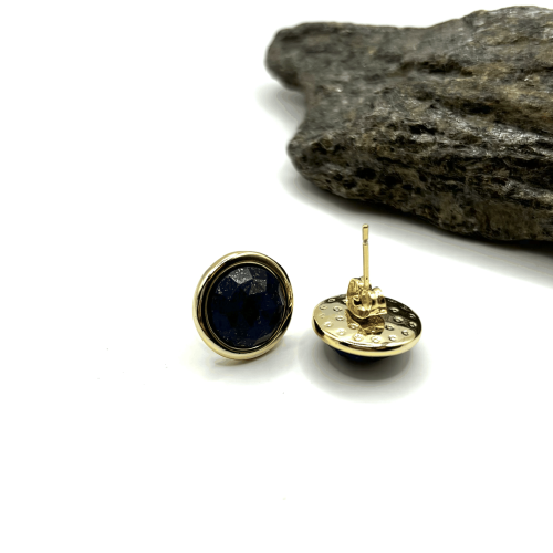 Серьги пусеты ДИНОСА с лазуритом —  фото 2