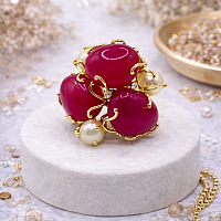 Кольцо ДИНОСА ажурное с речным жемчугом и кварцем