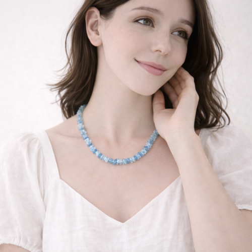 Бусы ДИНОСА с аквамарином фото 5