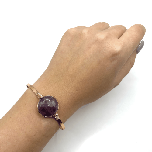 Браслет жесткий ДИНОСА с аметистом —  фото 3