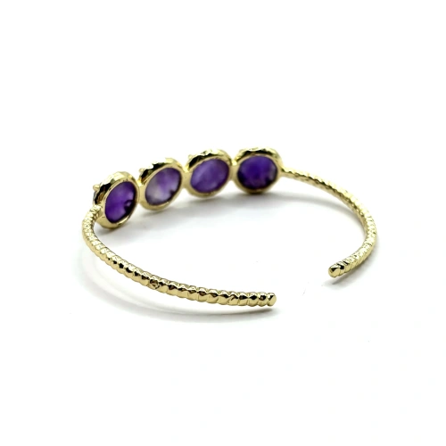 Жесткий браслет с аметистами —  фото 2