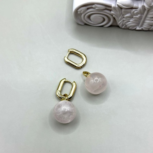 Серьги-трансформер ДИНОСА с розовым кварцем —  фото 2