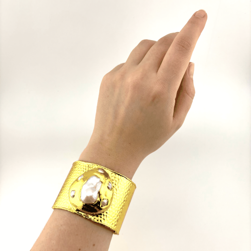 Жесткий браслет ДИНОСА с речным жемчугом —  фото 4