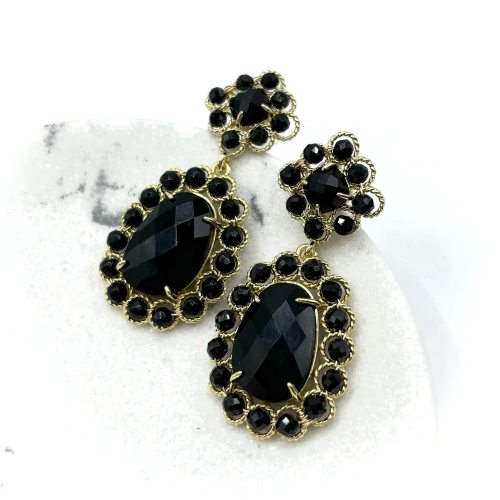 Серьги с черным агатом — 