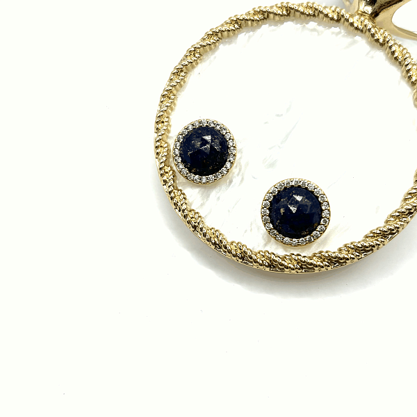 Серьги пусеты ДИНОСА с лазуритом и цирконом