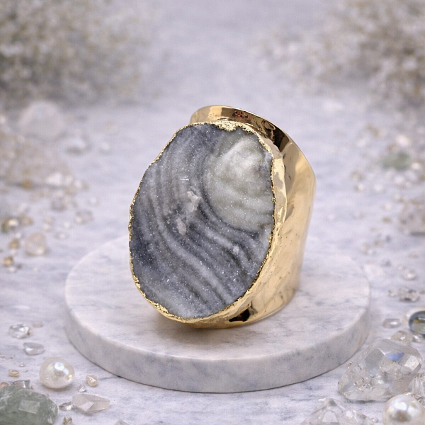 Кольцо ДИНОСА с друзой агата