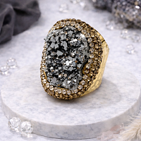 Кольцо ДИНОСА с друзой кварца