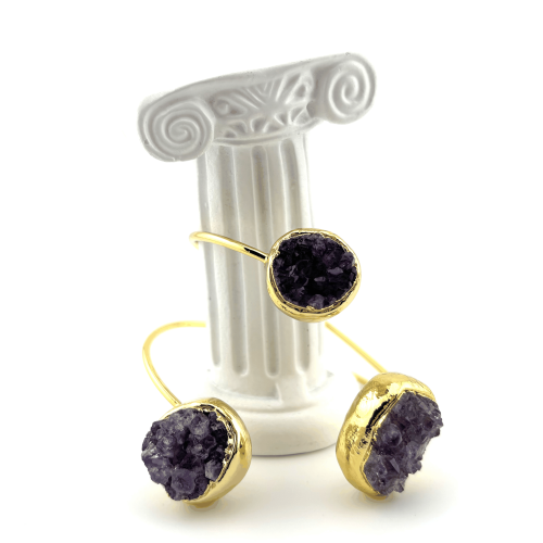 Жесткий браслет ДИНОСА с друзами аметиста — 