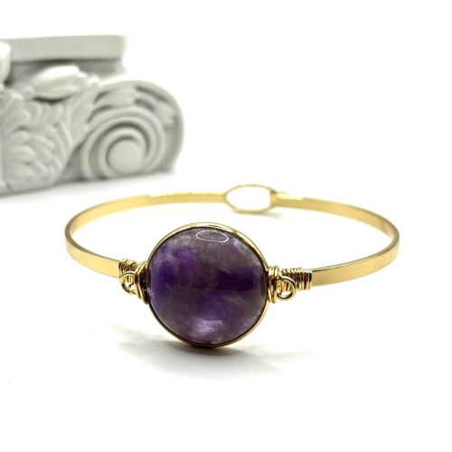 Браслет жесткий ДИНОСА с аметистом — 