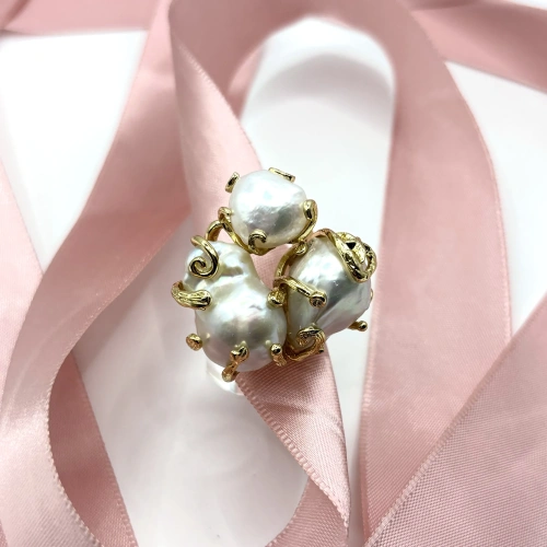 Кольцо с барочным жемчугом фото 3