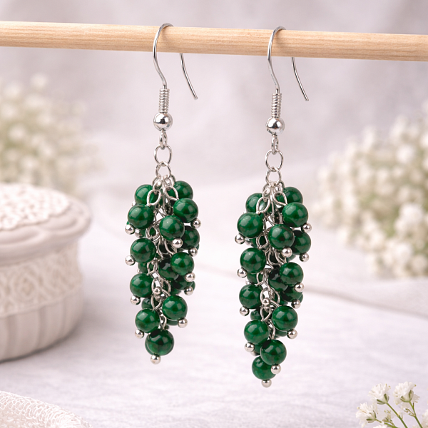 Серьги ДИНОСА с малахитом