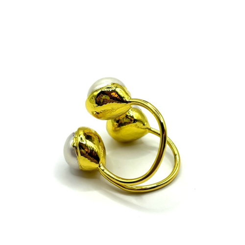 Кольцо ДИНОСА безразмерное с барочным жемчугом фото 3