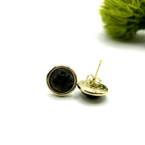 Серьги пусеты ДИНОСА с лабрадоритом —  фото 2