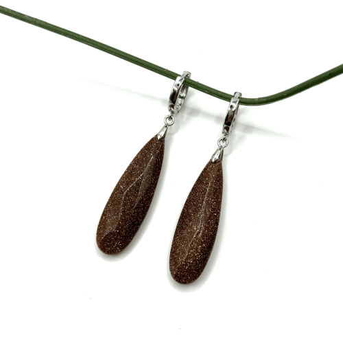 Серьги ДИНОСА с авантюрином длинные — 