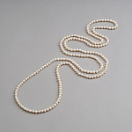 Длинное ожерелье Жемчуг 6,5*7 мм 160см: цвет камня белый
