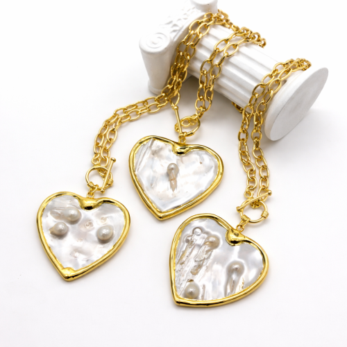 Колье ДИНОСА сердце с барочным жемчугом и перламутром фото 2